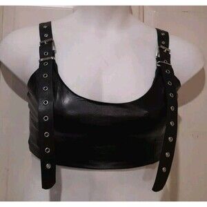 Forever 21 Crop Top, Vegan Leather, Bra, Black Sz M
